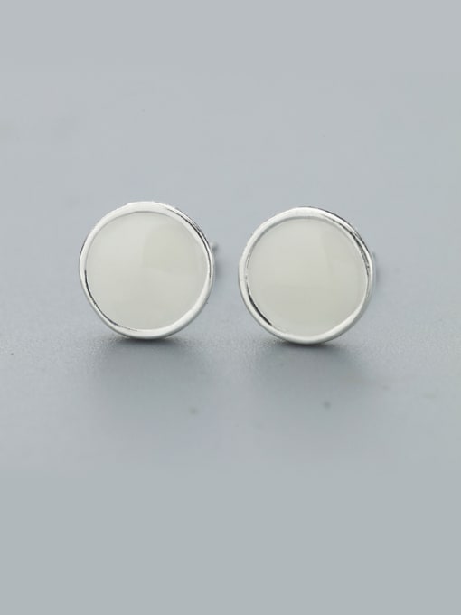 One Silver Fresh Round Shaped Stud Earrings 2