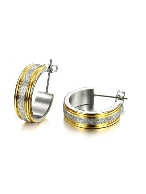 Open Sky Fashion Gold Plated Polish Titanium Stud Earrings 0