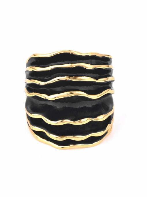 Gold Exaggerated Black Multi-layer Paint Alloy Ring