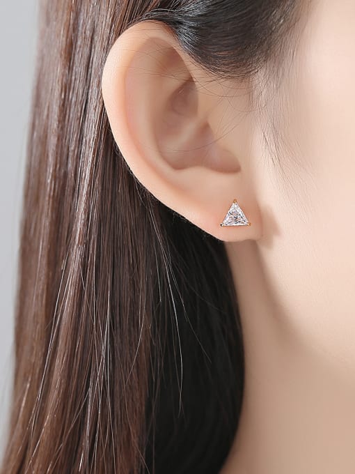 BLING SU Copper With 18k Gold Plated Simplistic Triangle Stud Earrings 1