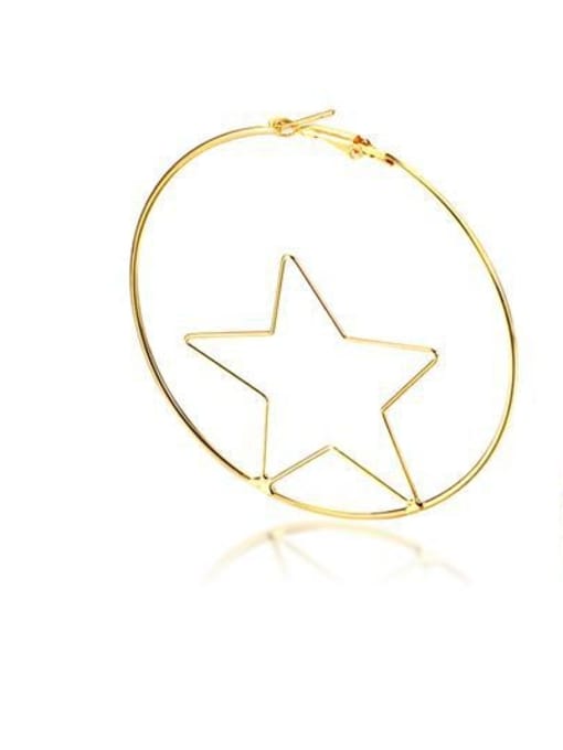 CONG Temperament Hollow Star Shaped Gold Plated Drop Earrings 1