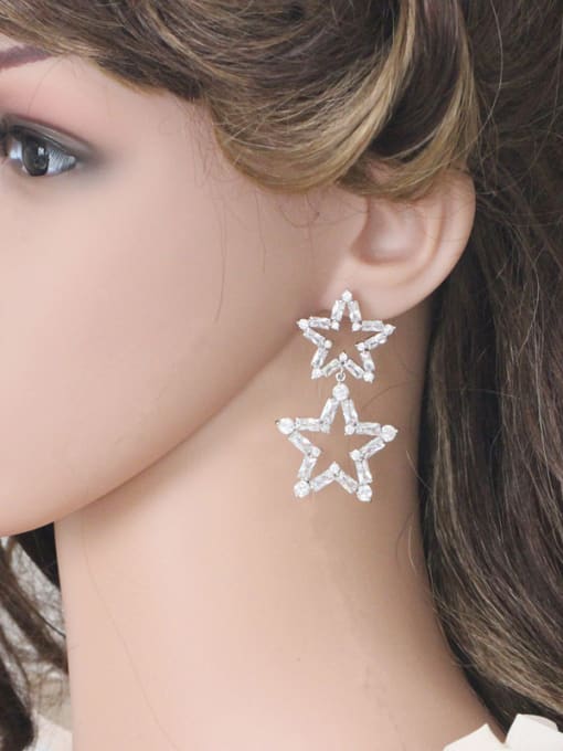 L.WIN Fashion Personality Double Star Drop Cluster earring 1