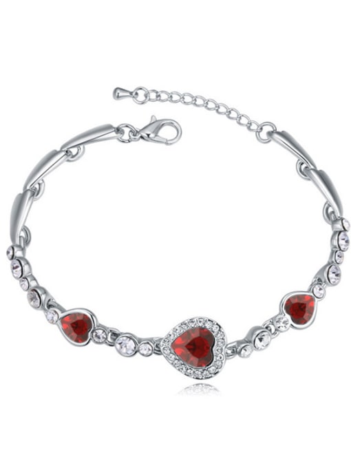 Red Simple Heart Cubic austrian Crystals Alloy Bracelet