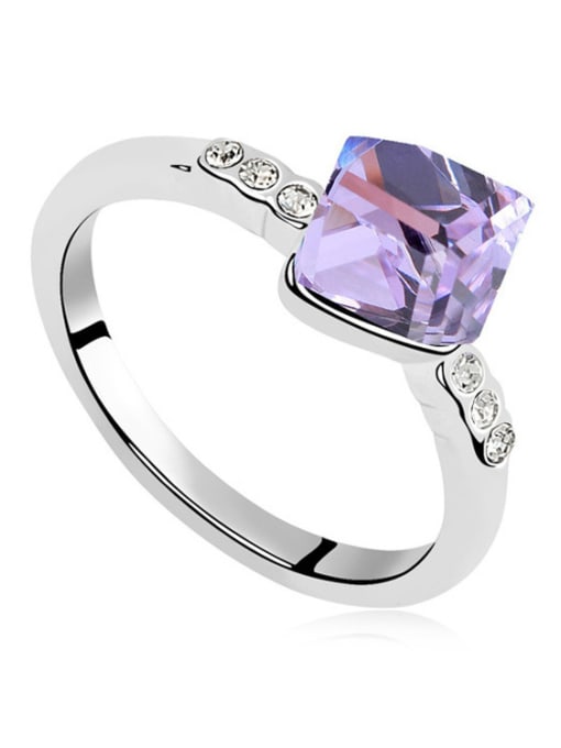purple Simple Cubic austrian Crystal Alloy Ring