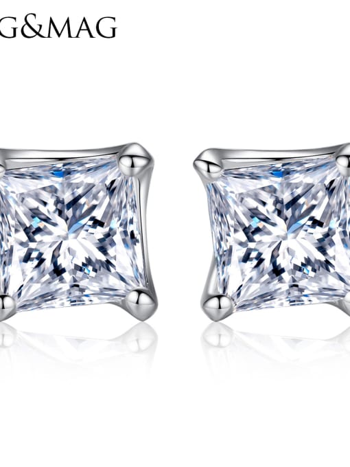 Platinum Sterling Silver  square 5mm*5mm AAA zircon Stud Earrings