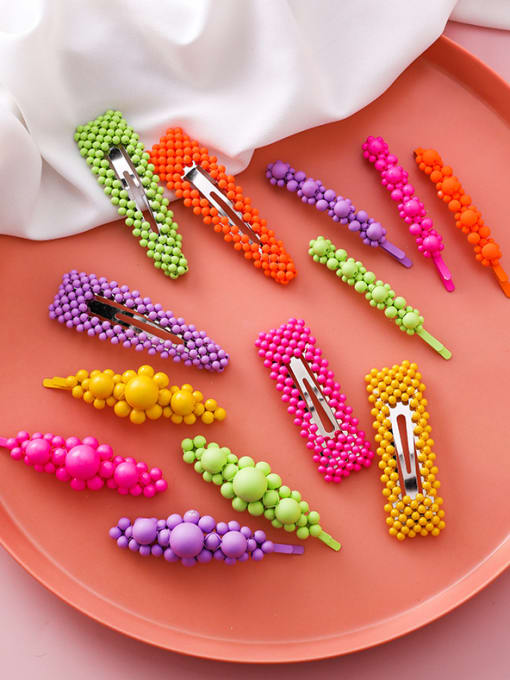 Girlhood Alloy With Platinum Plated Candy-colored beads  Barrettes & Clips 1