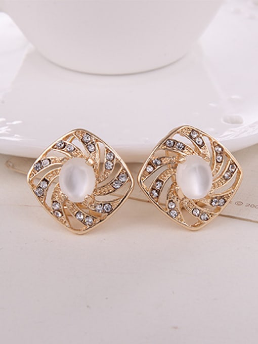 BESTIE Alloy Imitation-gold Plated Fashion Artificial Stones Square-shaped Pieces Jewelry Set 2