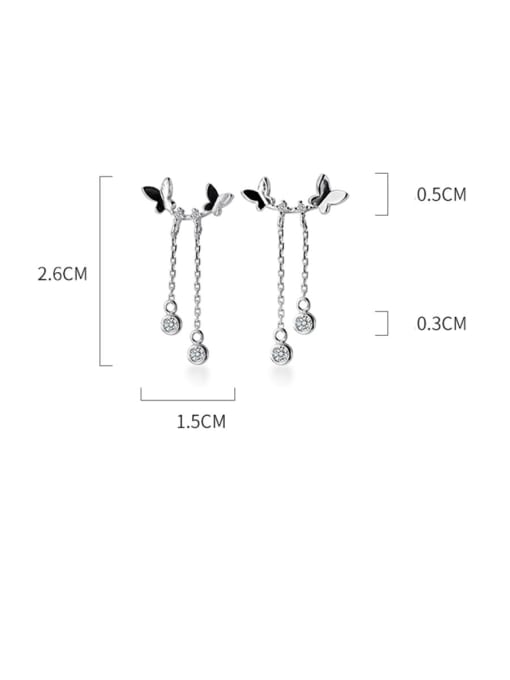 Rosh 925 Sterling Silver With Platinum Plated Simplistic Butterfly  Tassel  Earrings 3