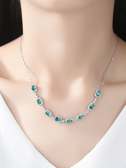 CCUI 925 Sterling Silver With  Cubic Zirconia Luxury Geometric Necklaces 1
