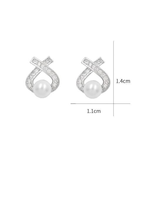 282 Platinum Copper With Cubic Zirconia  Cute Irregular Stud Earrings