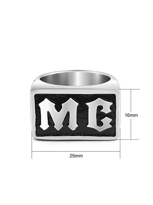 RANSSI Fashion Titanium Signet Ring with Letter MC 2