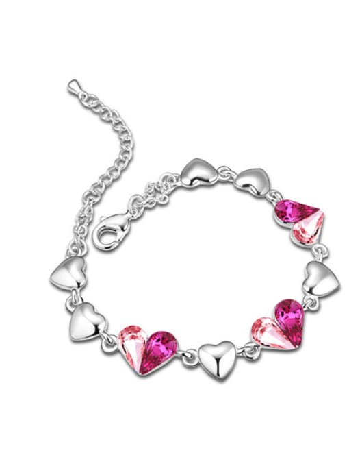 pink Fashion austrian Crystals Heart Alloy Bracelet