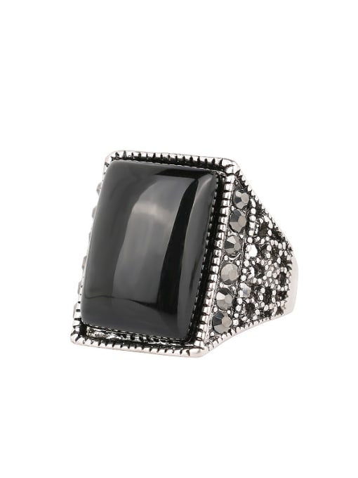 Gujin Personalized Black Resin stone Alloy Ring 0
