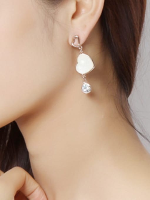 OUXI Women 18K Rose Gold Anti-allergic Heart-shaped Stud drop earring 1