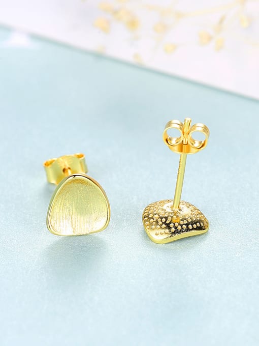 18K-Gold 925 Sterling Silver With  Simplistic Glossy Stud Earrings