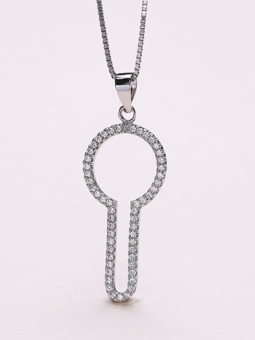 One Silver Exquisite Key Shaped Zircon Pendant 0