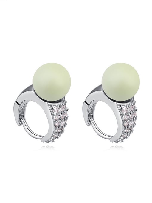 green Simple Imitation Pearl AAA Zirconais Alloy Earrings