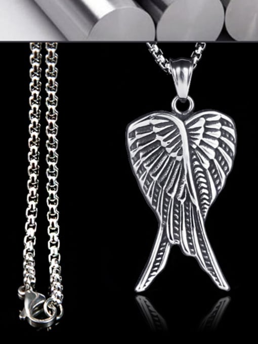 BSL Stainless Steel With Antique Silver Plated Trendy wing Necklaces 2
