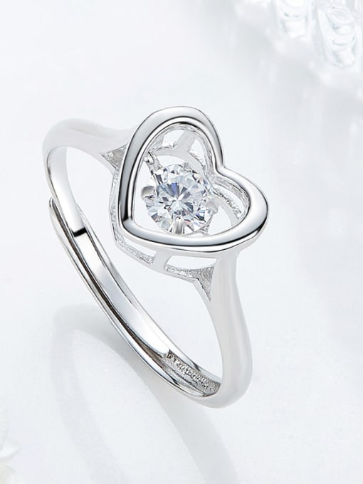 CEIDAI Fashion Cubic Rotational Zircon Heart 925 Silver Ring 3