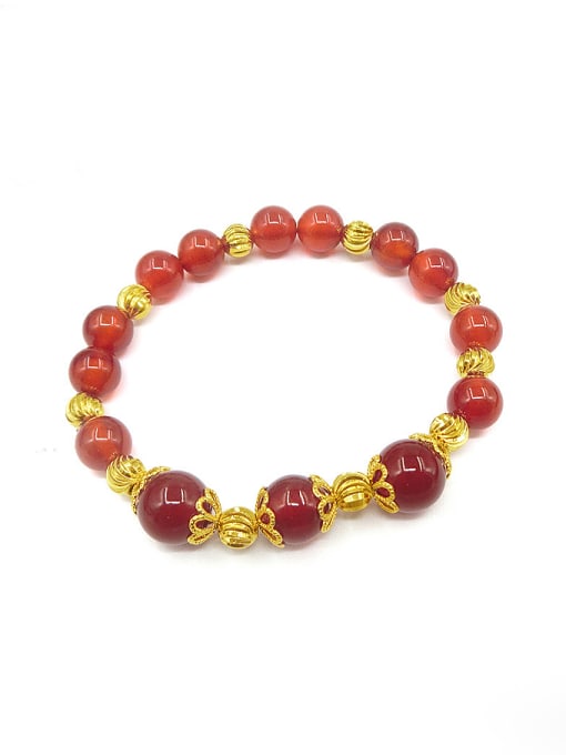 golden Women Delicate Red Stone Bracelet