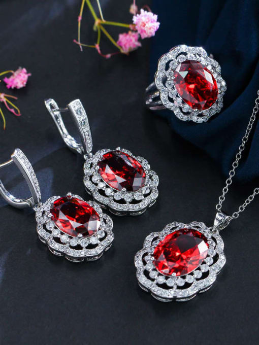 L.WIN Copper inlaid AAA Zircon Earrings Necklace 3 piece jewelry set 5