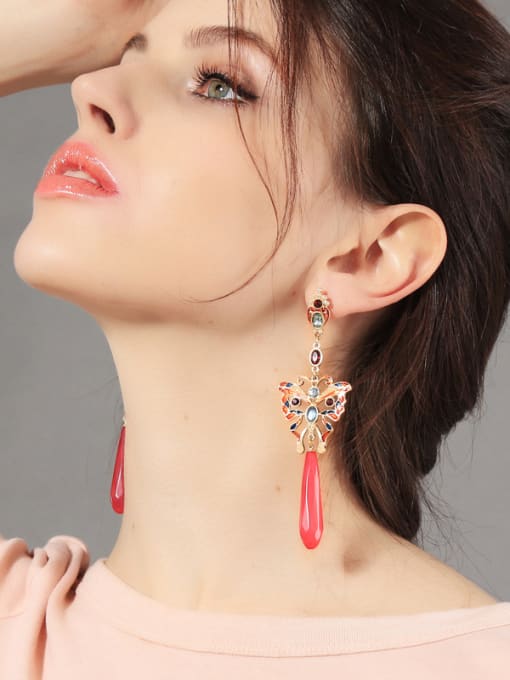 KM Colorful Elegant Enamel Long Fashion Drop Earrings 1