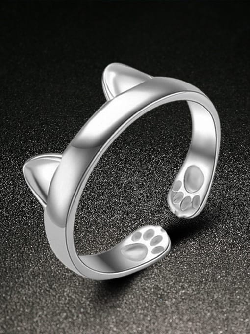 White Gold Simple Style Cat-ear Shaped Opening Ring