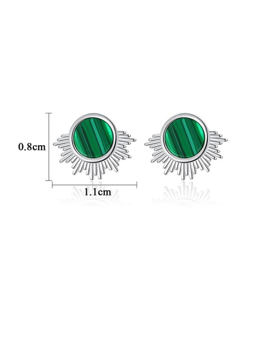 CCUI 925 Sterling Silver With Platinum Plated Simplistic Malachite  Round Stud Earrings 4