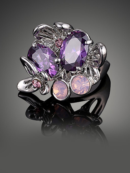 Wei Jia Fashion Purple Zirconias Butterflies Alloy Ring 1