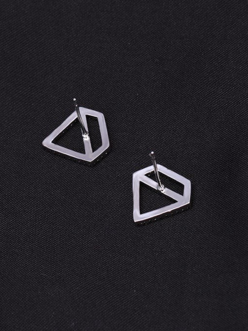 Mo Hai Copper With White Gold Plated Simplistic Geometric Stud Earrings 2