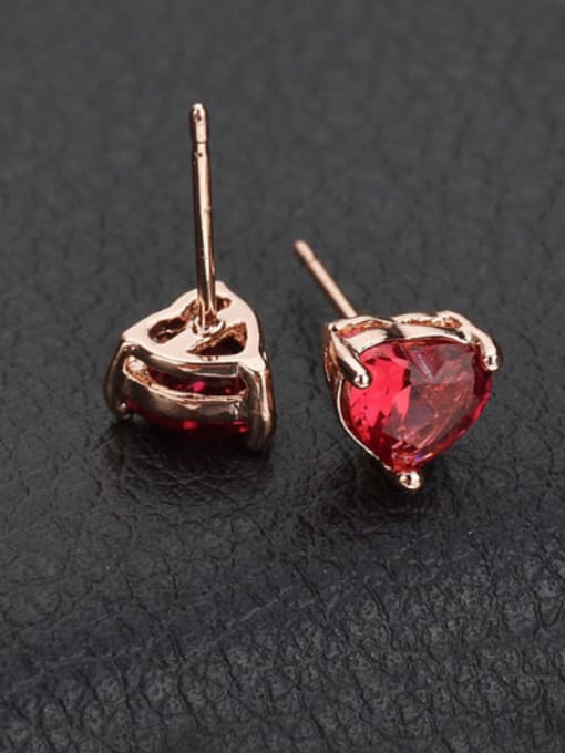 Qing Xing Rose Love Heart  Rose Gold Plated  Fresh and Lovely stud Earring 1