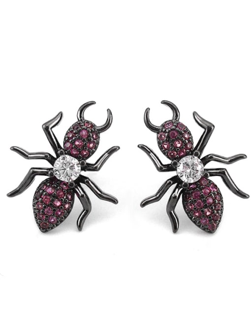 ALI Copper With Gun Plated Personality Animal  ant Cluster Earrings