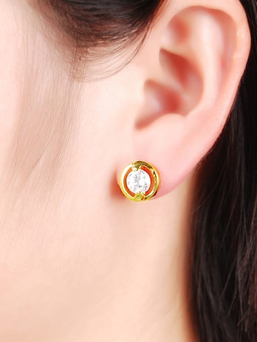 Yi Heng Da Women Round Shaped Shimmering Rhinestone Stud Earrings 1