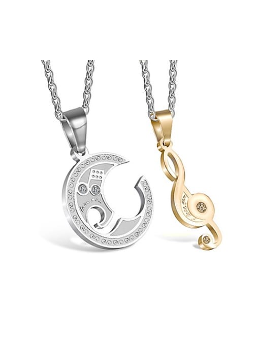 Gold Fashion Music Symbol Lovers Necklace