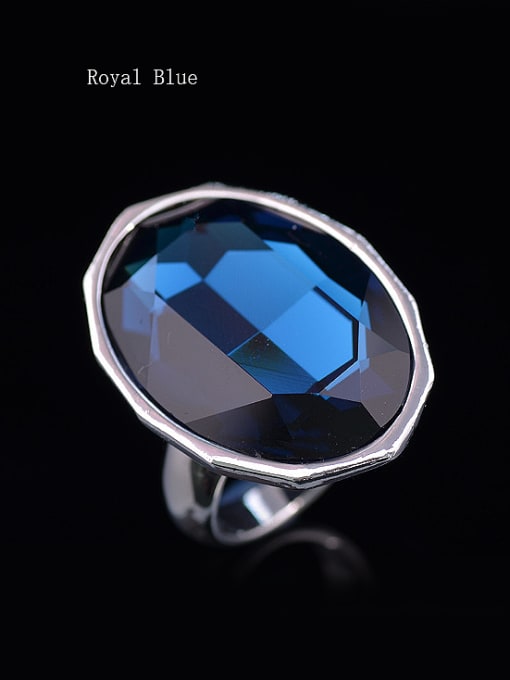 Wei Jia Simple Oval Cut Crystal Platinum Plated Alloy Ring 2