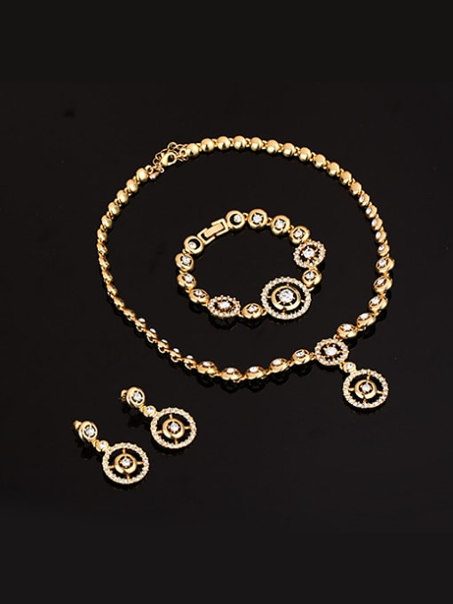 BESTIE Alloy Imitation-gold Plated Vintage style Rhinestones Round-shaped Four Pieces Jewelry Set 1