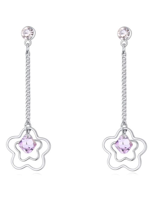 purple Fashion Hollow Flowers Little austrian Crystals Drop Earrings