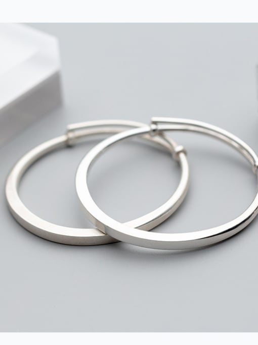 Rosh S990 silver bracelet female wind simple circular opening adjustable hand ring tide hand S2420 3