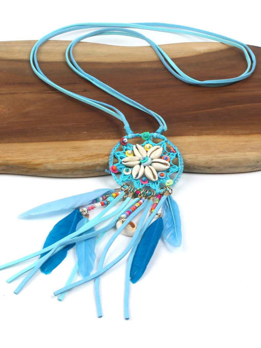 BON0008-C Handmade Retro Style Flower Tassel Pendant Necklace