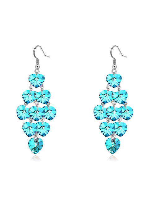 royal blue Exaggerated Cubic austrian Crystals Drop Earrings