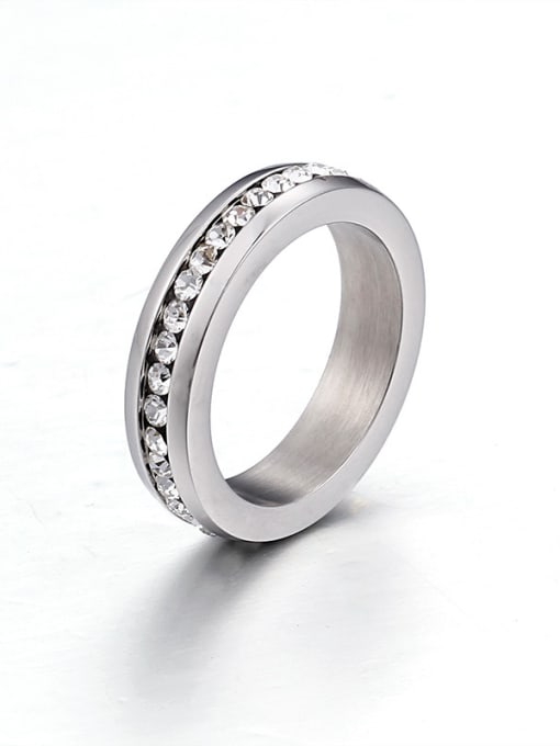 Steel color Stainless Steel With Cubic Zirconia Trendy Round Band Rings