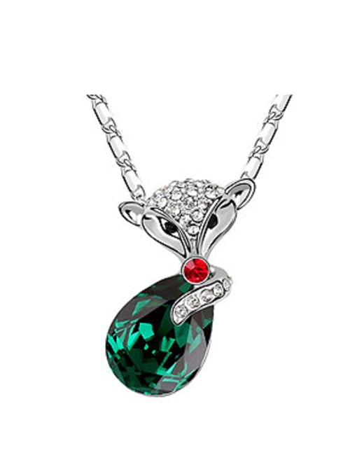 QIANZI Personalized Water Drop austrian Crystal Fox Pendant Alloy Necklace 0
