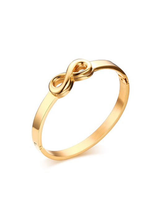 CONG Trendy Gold Plated Figure Eight Shaped Titanium Bangle 0