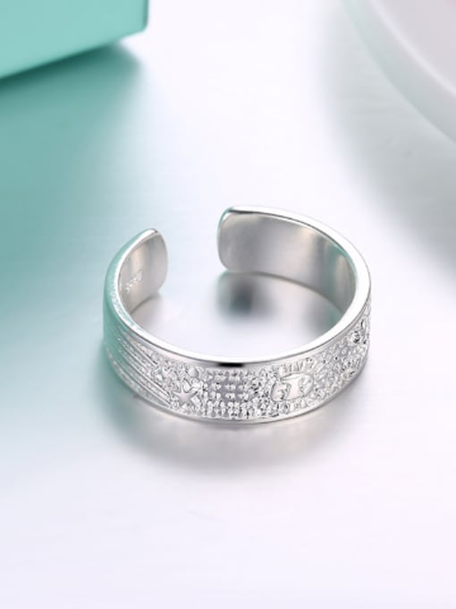 OUXI Simple Silver Plated Opening Ring 2