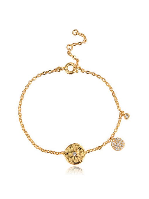 SANTIAGO Exquisite 18K Gold Plated Flower Shaped Zircon Bracelet