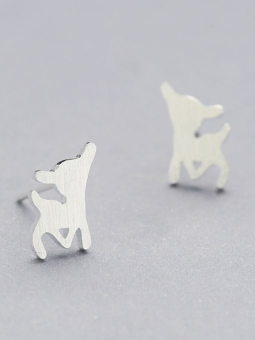 One Silver Lovely Deer Shaped Stud Earrings 0