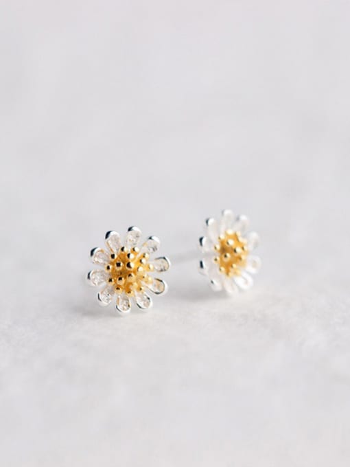 Rosh S925 Silver Beautiful Small Chrysanthemum stud Earring 0