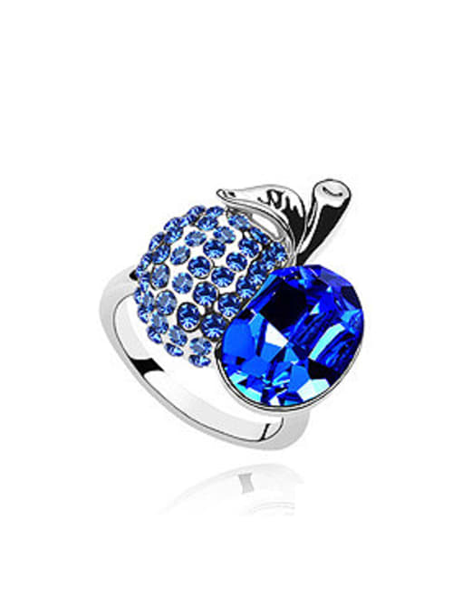 QIANZI Fashion Shiny austrian Crystals Apple Alloy Ring 0