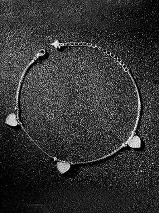 Open Sky Simple Little Heart shapes Zircon Anklet 2