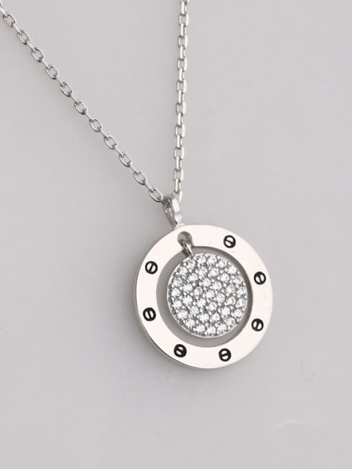 Dan 925 Sterling Silver With  Cubic Zirconia Personality Concentric round  Necklaces 2